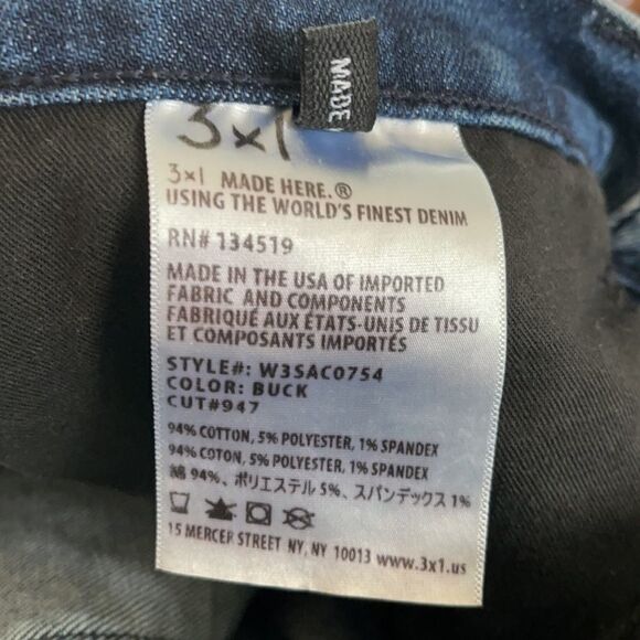 3x1 NYC shredded crop high rise waist straight leg denim jeans EUC 30 fringe - Picture 9 of 12